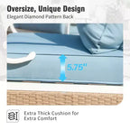 Captiva Designs Ensemble de conversation d'extérieur 4 pièces en métal et rotin extra large avec chaises à bascule à dossier quadrillé et table