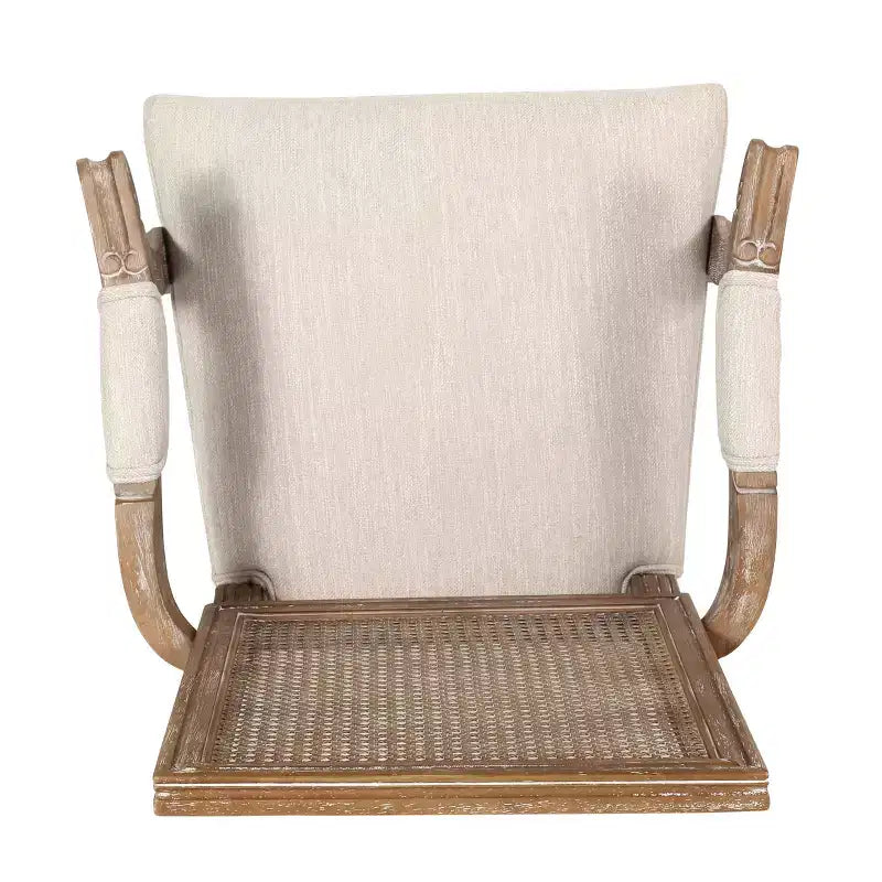 Chaises de salle à manger rembourrées GDFStudio Zentner en bois et cannage de style champêtre (lot de 2)