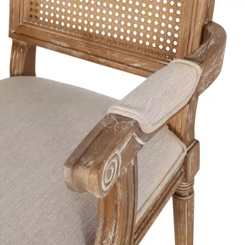 Chaises de salle à manger rembourrées GDFStudio Zentner en bois et cannage de style champêtre (lot de 2)