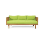 Christopher Knight Home Panfilo Lit de repos 3 places rembourré en bois d'acacia avec table basse