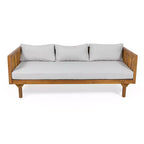 Christopher Knight Home Panfilo Lit de repos 3 places rembourré en bois d'acacia avec table basse