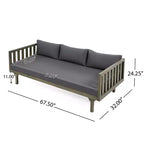 Christopher Knight Home Panfilo Lit de repos 3 places rembourré en bois d'acacia avec table basse