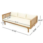 Christopher Knight Home Panfilo Lit de repos 3 places rembourré en bois d'acacia avec table basse