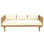 Christopher Knight Home Panfilo Lit de repos 3 places rembourré en bois d'acacia avec table basse