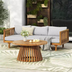 Christopher Knight Home Panfilo Lit de repos 3 places rembourré en bois d'acacia avec table basse