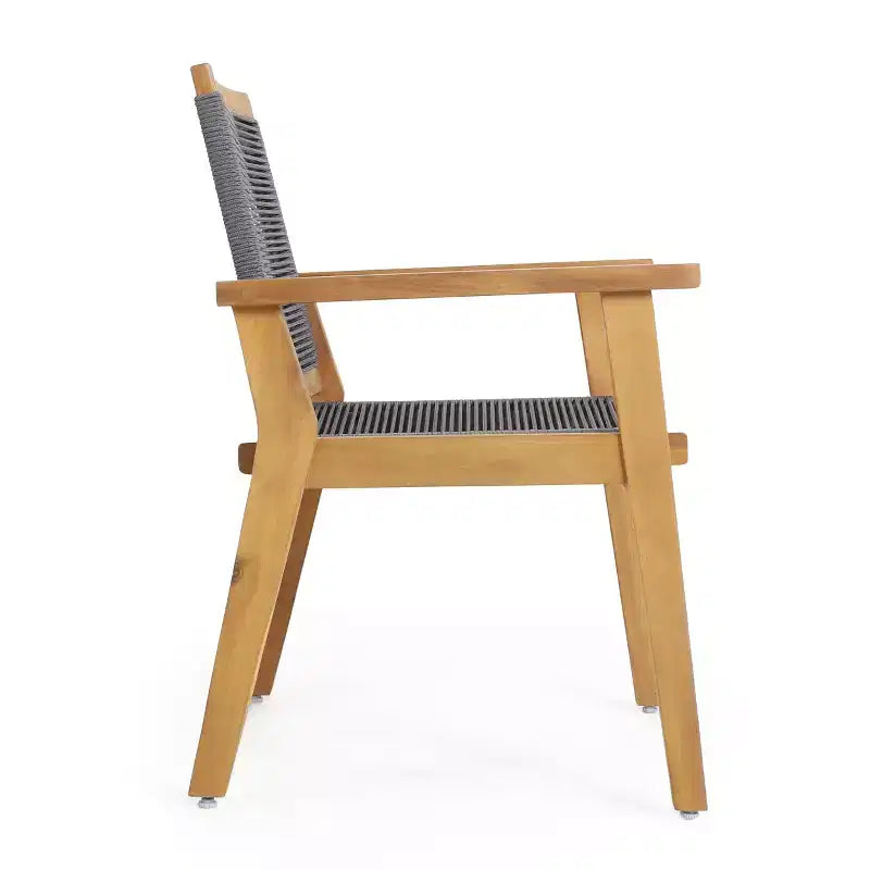 Christopher Knight Home Mcgill Outdoor Acacia Wood and Rope 3 Piece Chat Set, Teak/Dark Gray