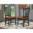 HomeStock Rustic Retreat Dining Chairs - Slat Back Wood Seat Kitchen Chairs, Set of 2