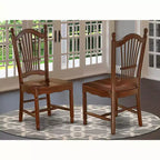 HomeStock Rustic Retreat Dining Chairs - Slat Back Wood Seat Kitchen Chairs, Set of 2