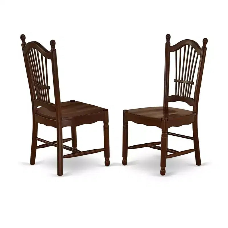 HomeStock Rustic Retreat Dining Chairs - Slat Back Wood Seat Kitchen Chairs, Set of 2
