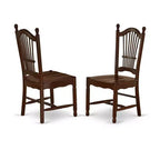 HomeStock Rustic Retreat Dining Chairs - Slat Back Wood Seat Kitchen Chairs, Set of 2