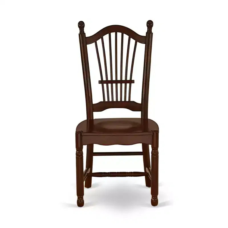 HomeStock Rustic Retreat Dining Chairs - Slat Back Wood Seat Kitchen Chairs, Set of 2