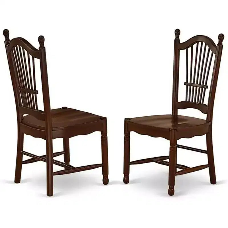 HomeStock Rustic Retreat Dining Chairs - Slat Back Wood Seat Kitchen Chairs, Set of 2