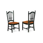 HomeStock Rustic Retreat Dining Chairs - Slat Back Wood Seat Kitchen Chairs, Set of 2