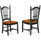 HomeStock Rustic Retreat Dining Chairs - Slat Back Wood Seat Kitchen Chairs, Set of 2