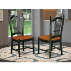 HomeStock Rustic Retreat Dining Chairs - Slat Back Wood Seat Kitchen Chairs, Set of 2