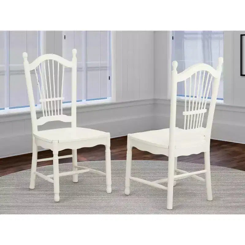 HomeStock Rustic Retreat Dining Chairs - Slat Back Wood Seat Kitchen Chairs, Set of 2