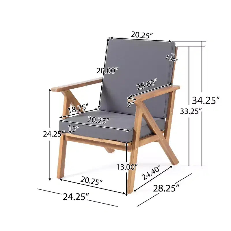 GDFStudio Manarola Outdoor Acacia Wood 8 Seater Chat Set, Teak/Dark Gray