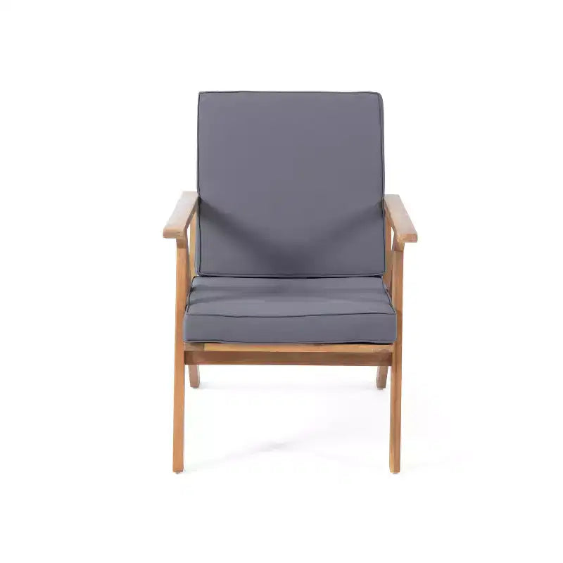GDFStudio Manarola Outdoor Acacia Wood 8 Seater Chat Set, Teak/Dark Gray