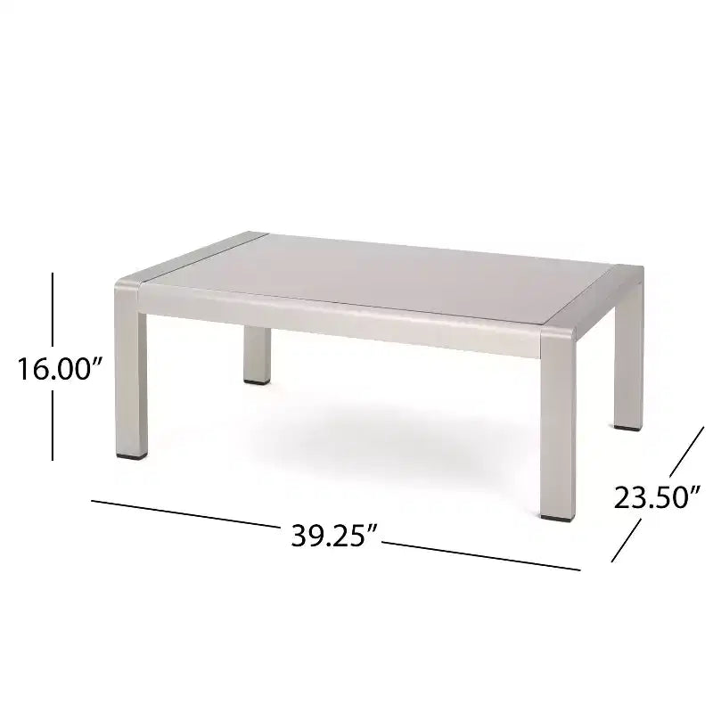 Ensemble de conversation d'extérieur 7 places en aluminium avec coussins GDFStudio Crested Bay, argent/kaki