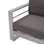 Ensemble de conversation d'extérieur 7 places en aluminium avec coussins GDFStudio Crested Bay, argent/kaki