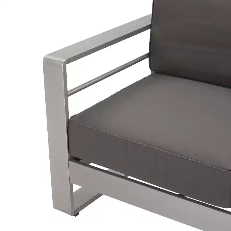 Ensemble de conversation d'extérieur 7 places en aluminium avec coussins GDFStudio Crested Bay, argent/kaki