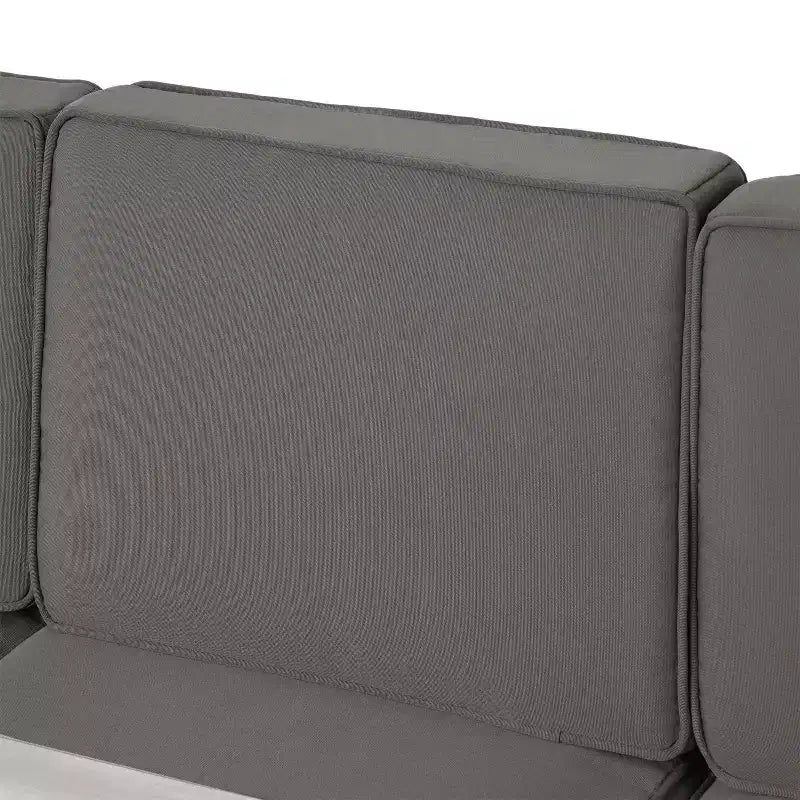 Ensemble de conversation d'extérieur 7 places en aluminium avec coussins GDFStudio Crested Bay, argent/kaki