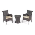 GDFStudio Jocelyn Outdoor Wicker 3 Piece Chat Set with Cushion, Multibrown/Beige