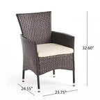 GDFStudio Jocelyn Outdoor Wicker 3 Piece Chat Set with Cushion, Multibrown/Beige