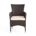 GDFStudio Jocelyn Outdoor Wicker 3 Piece Chat Set with Cushion, Multibrown/Beige