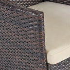 GDFStudio Jocelyn Outdoor Wicker 3 Piece Chat Set with Cushion, Multibrown/Beige
