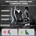 Fauteuil de jeu de massage en cuir Hoffree, chaise de bureau ergonomique pour PC avec repose-pieds et réglable