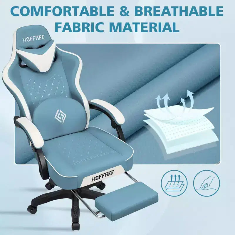 Fauteuil de jeu de massage en cuir Hoffree, chaise de bureau ergonomique pour PC avec repose-pieds et réglable
