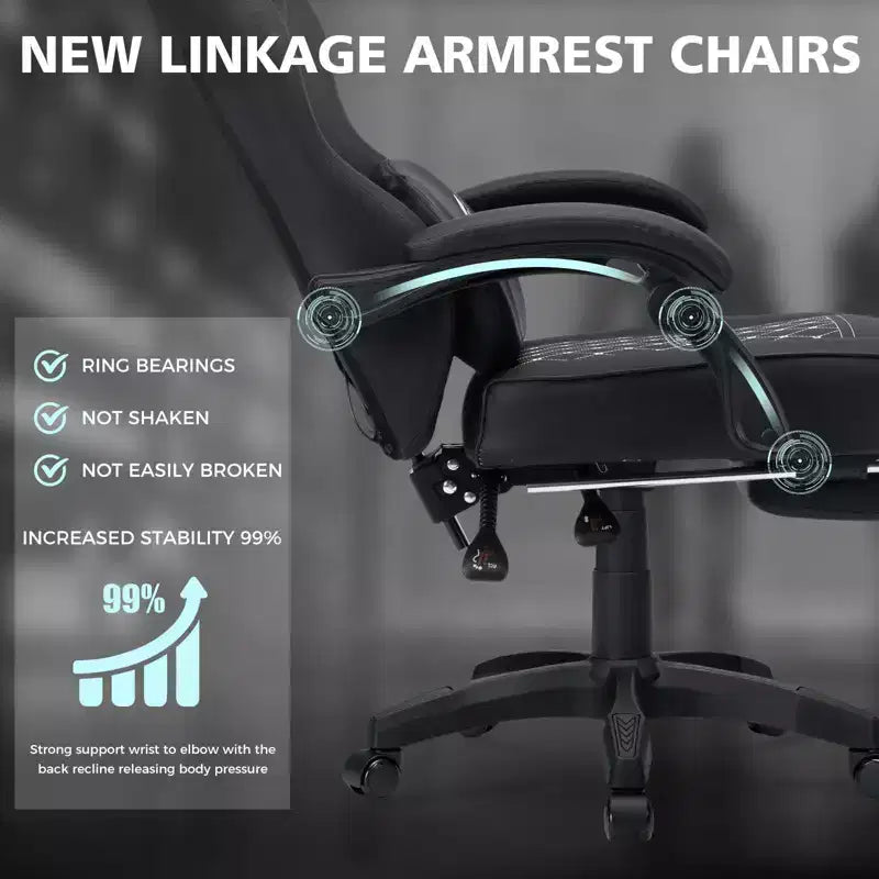Fauteuil de jeu de massage en cuir Hoffree, chaise de bureau ergonomique pour PC avec repose-pieds et réglable