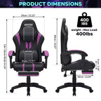 Hoffree Extra Large Massage Gaming Chair Ergonomic Office PC Chair with Bluetooth Speaker & RGB Light