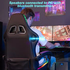 Hoffree Extra Large Massage Gaming Chair Ergonomic Office PC Chair with Bluetooth Speaker & RGB Light