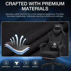 Chaise de jeu massante Hoffree en tissu respirant Chaise de bureau PC ergonomique avec repose-pieds et réglable