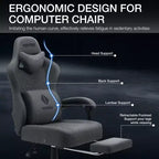 Chaise de jeu massante Hoffree en tissu respirant Chaise de bureau PC ergonomique avec repose-pieds et réglable