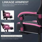 Chaise de jeu massante Hoffree en tissu respirant Chaise de bureau PC ergonomique avec repose-pieds et réglable