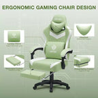 Hoffree Chaise de massage de jeu en tissu respirant Chaise de bureau PC ergonomique avec haut-parleur Bluetooth et repose-pieds