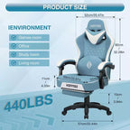 Hoffree Leather Massage Gaming Chair Ergonomic Office PC Chair with Bluetooth Speaker & Footrest