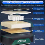 Hoffree Leather Massage Gaming Chair Ergonomic Office PC Chair with Bluetooth Speaker & Footrest