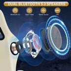 Hoffree Leather Massage Gaming Chair Ergonomic Office PC Chair with Bluetooth Speaker & Footrest