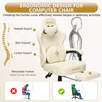 Hoffree Leather Massage Gaming Chair Ergonomic Office PC Chair with Bluetooth Speaker & Footrest