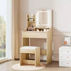 Coiffeuse avec miroir carré et éclairage - Petite table de maquillage avec chaises