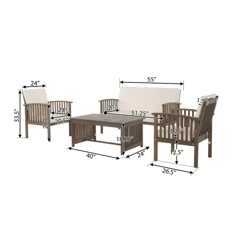 Christopher Knight Home Navan Outdoor Acacia Wood 8 Seater Chat Set with Water-Resistant Cushion