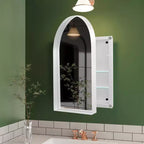 24x36 Arched Recessed Medicine Cabinet, Metal Frame, Adjustable Shelves, White