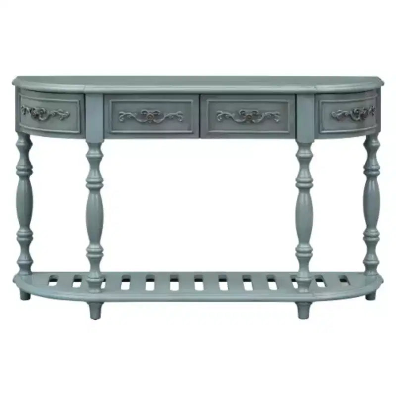 Versatile Curved Table: Modern Entryway, Living Room, 4 Drawers + Shelf