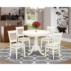 HomeStock Anva5 Round Dining Set Modern Linen White