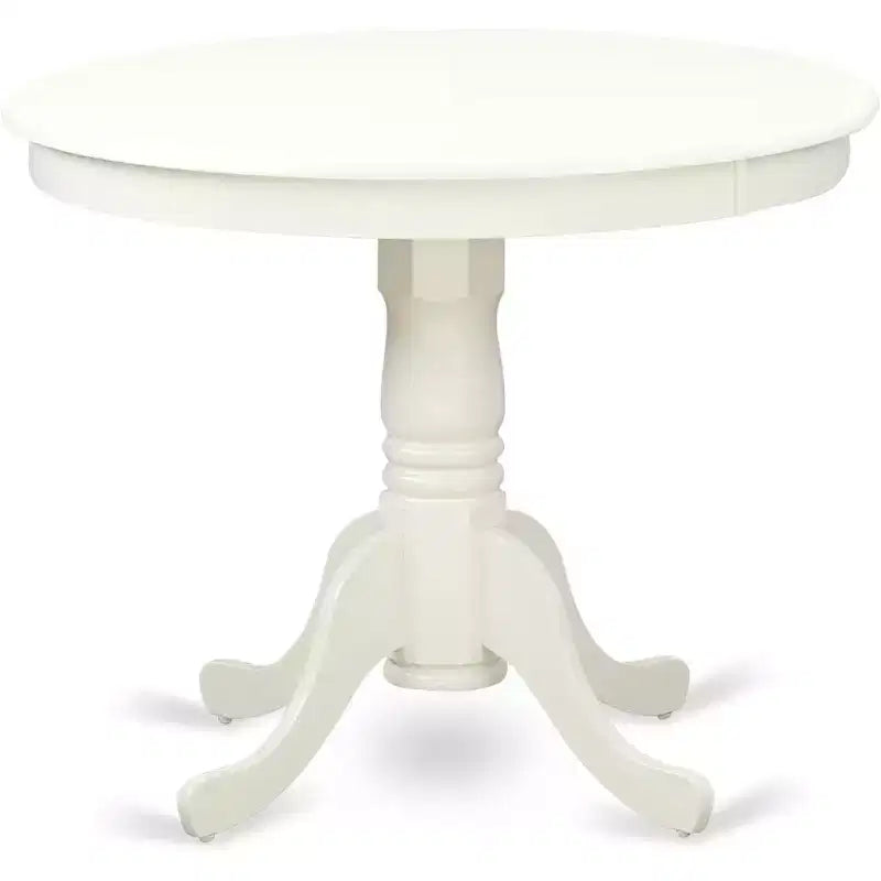HomeStock Anva5 Round Dining Set Modern Linen White