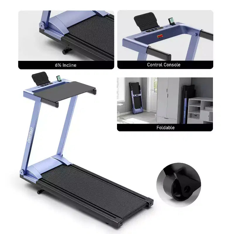 Tapis de course DeerRun A1 avec inclinaison de 6 % et mains courantes, 1-12 km/h, capacité de 136 kg pour le fitness à domicile